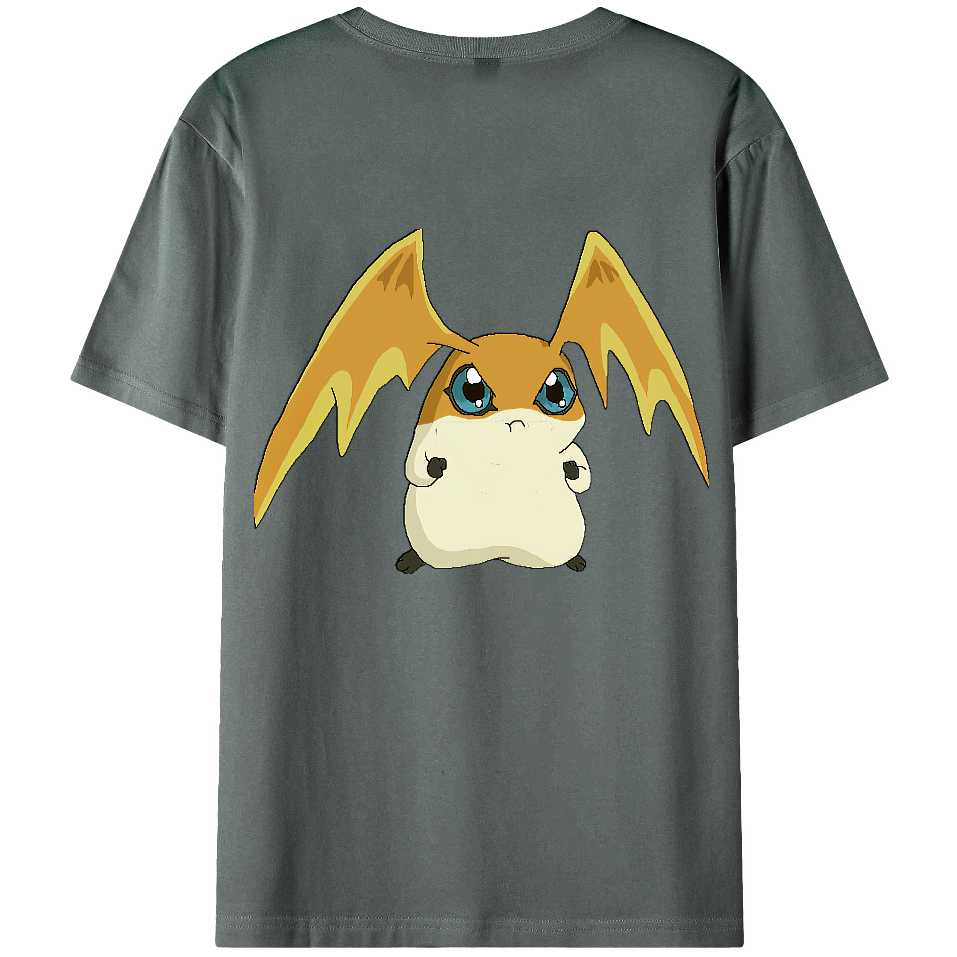 （画像用） Digimon デジタルモンスター/デジモン 綿100％ メンズ半袖Tシャツ（バックプリント） 通気性